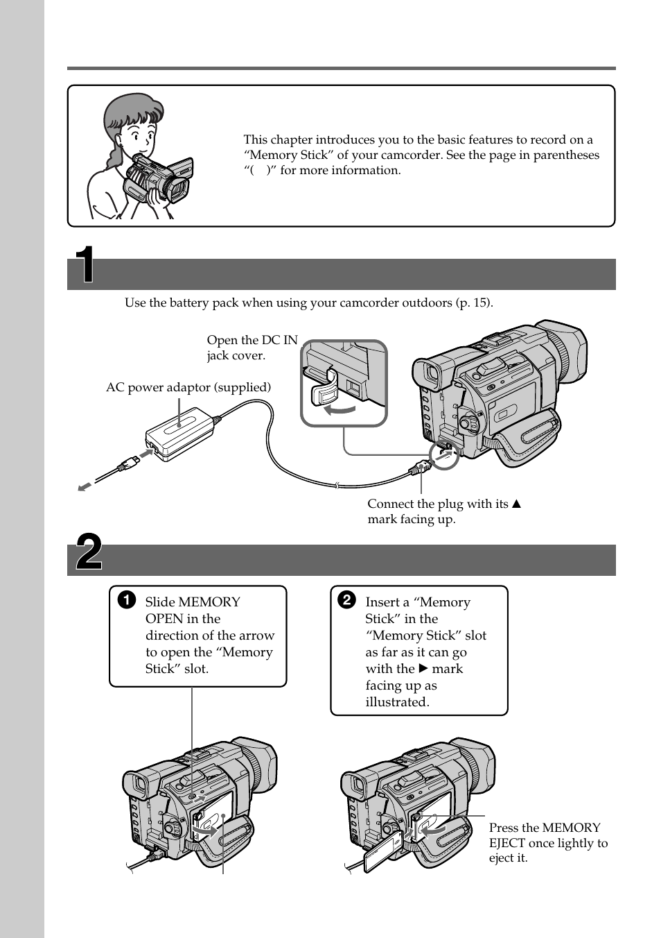 Connecting the power cord | Sony DCR-TRV950 User Manual | Page 10 / 256