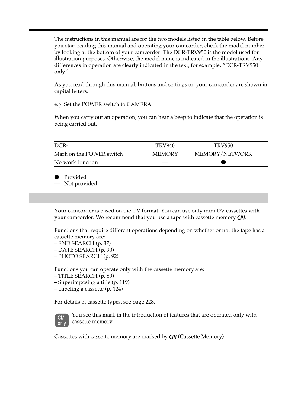 Using this manual | Sony DCR-TRV950 User Manual | Page 12 / 256