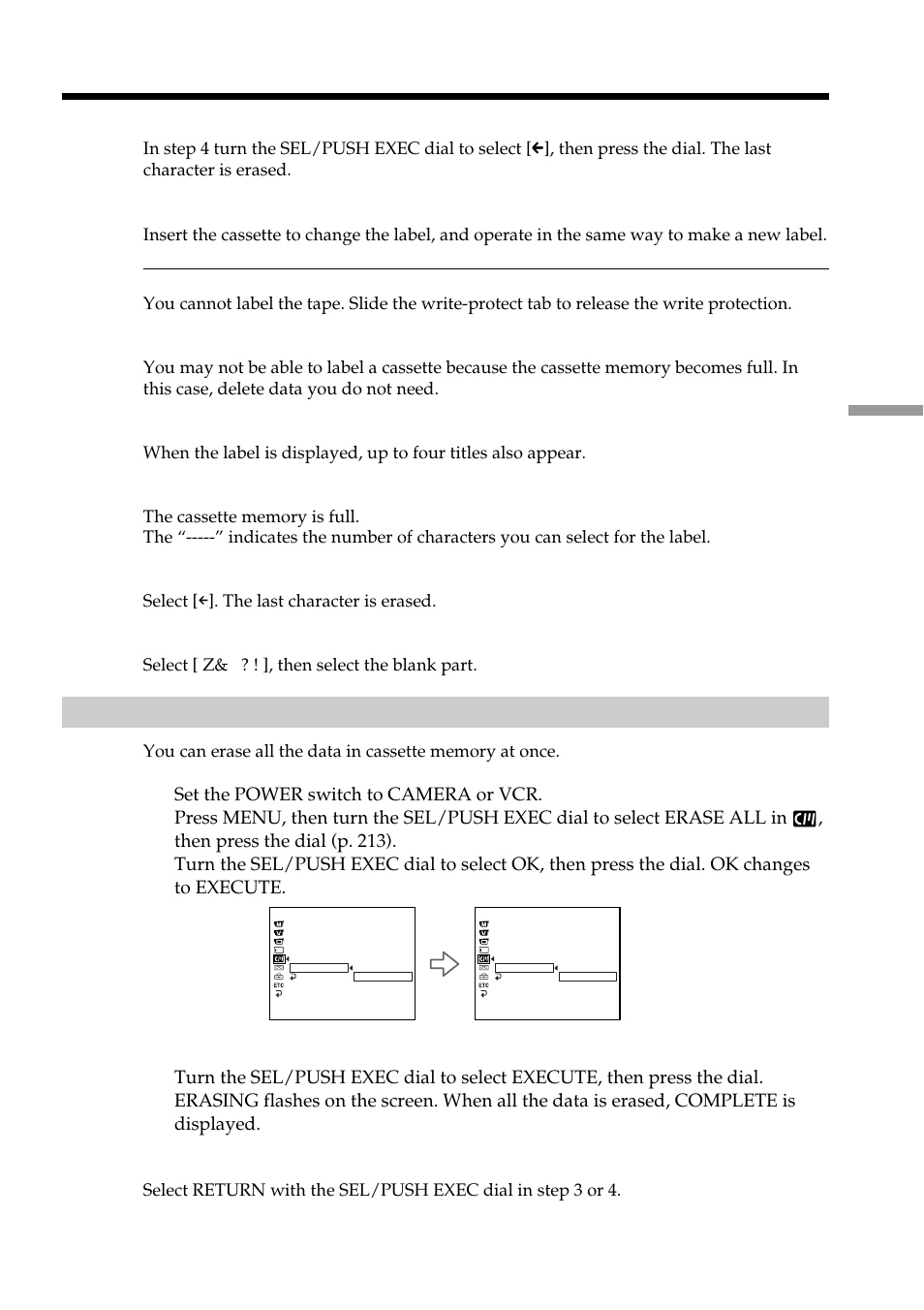 Labeling a cassette | Sony DCR-TRV950 User Manual | Page 125 / 256