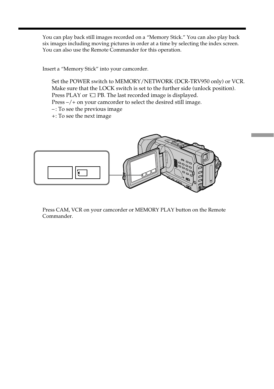Play | Sony DCR-TRV950 User Manual | Page 165 / 256