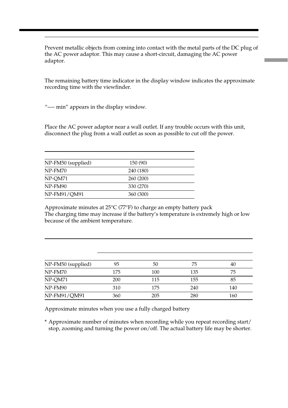 Step 1 preparing the power supply, Charging time, Recording time | Sony DCR-TRV950 User Manual | Page 17 / 256