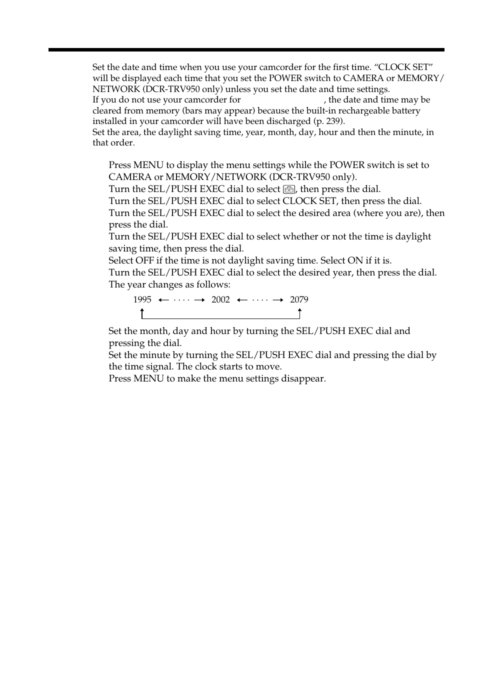 Step 2 setting the date and time | Sony DCR-TRV950 User Manual | Page 20 / 256