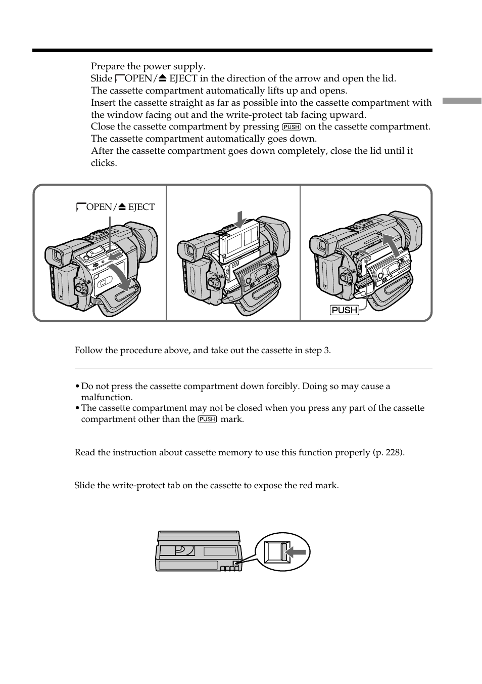 Step 3 inserting a cassette | Sony DCR-TRV950 User Manual | Page 23 / 256