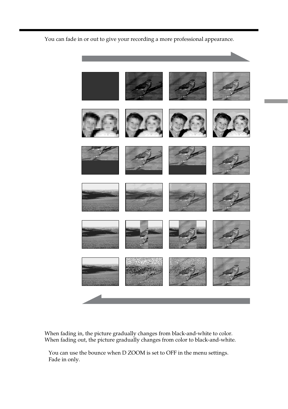 Using the fader | Sony DCR-TRV950 User Manual | Page 55 / 256