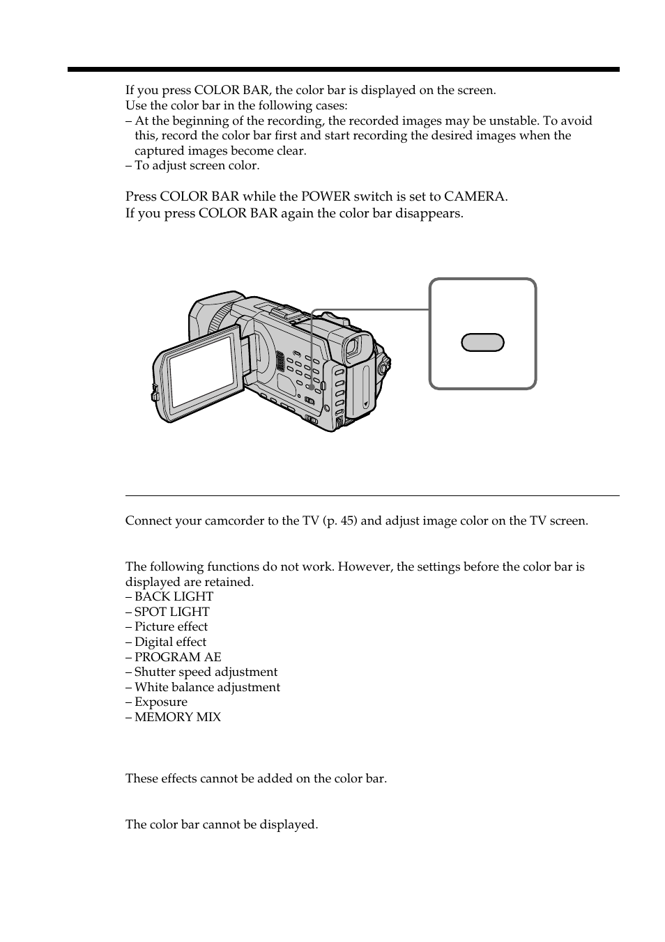 Using the color bar | Sony DCR-TRV950 User Manual | Page 66 / 256