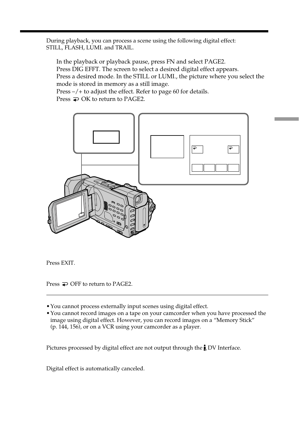 Playing back tapes with digital effect, Dig efft | Sony DCR-TRV950 User Manual | Page 85 / 256