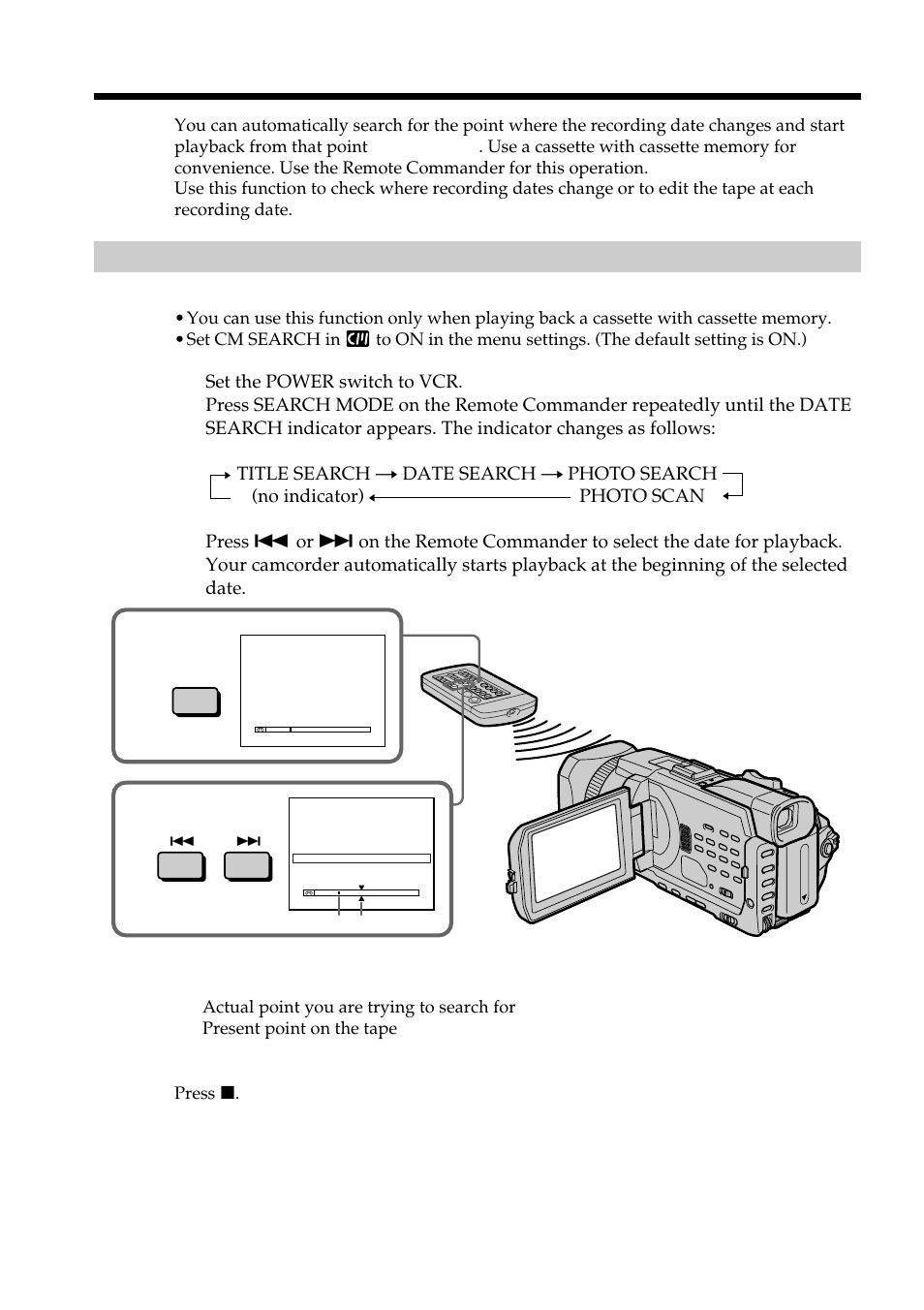 Searching a recording by date – date search | Sony DCR-TRV950 User Manual | Page 90 / 256