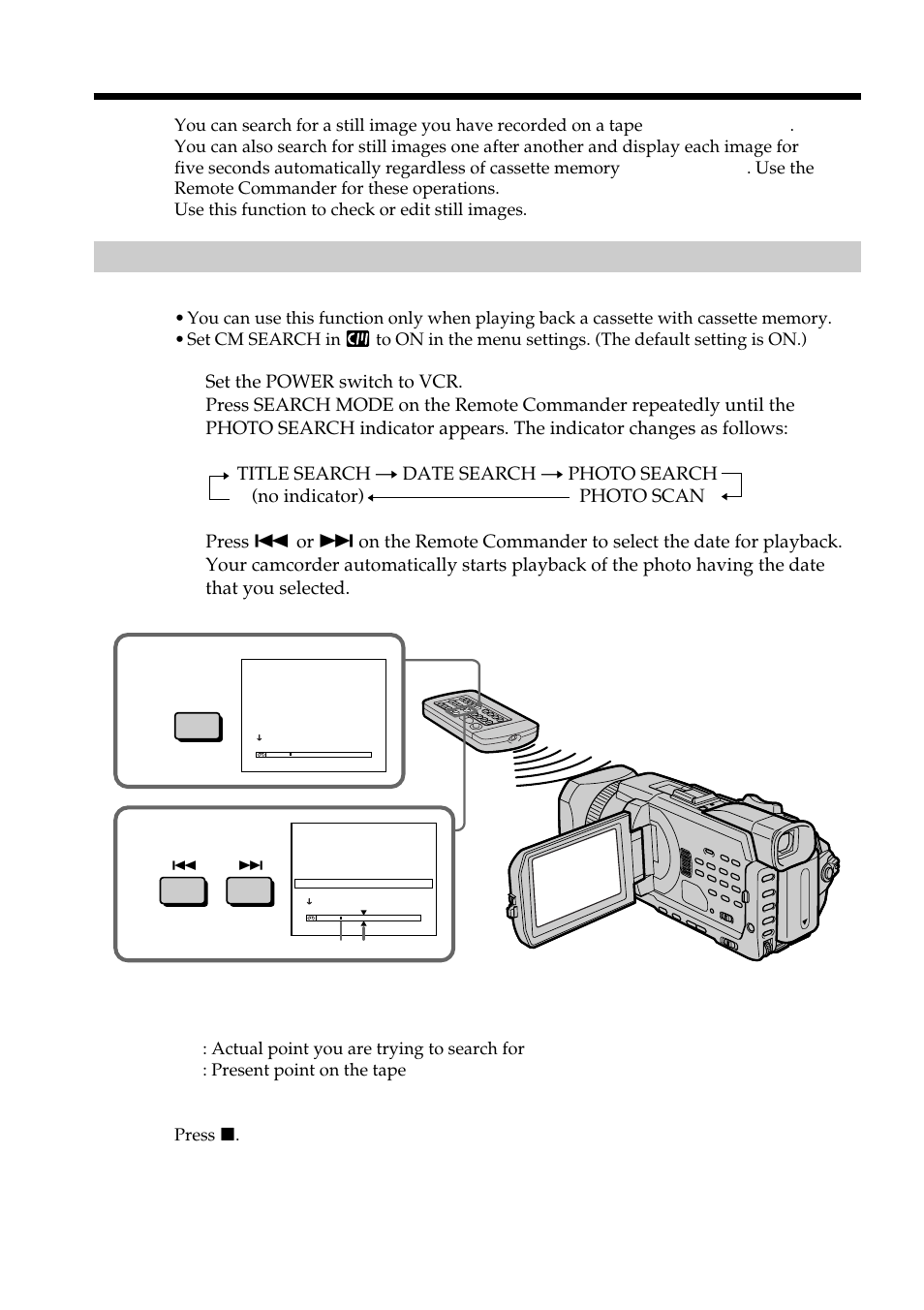 Searching for a photo – photo search/photo scan | Sony DCR-TRV950 User Manual | Page 92 / 256