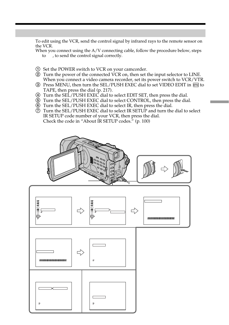 1) set the ir setup code | Sony DCR-TRV950 User Manual | Page 99 / 256