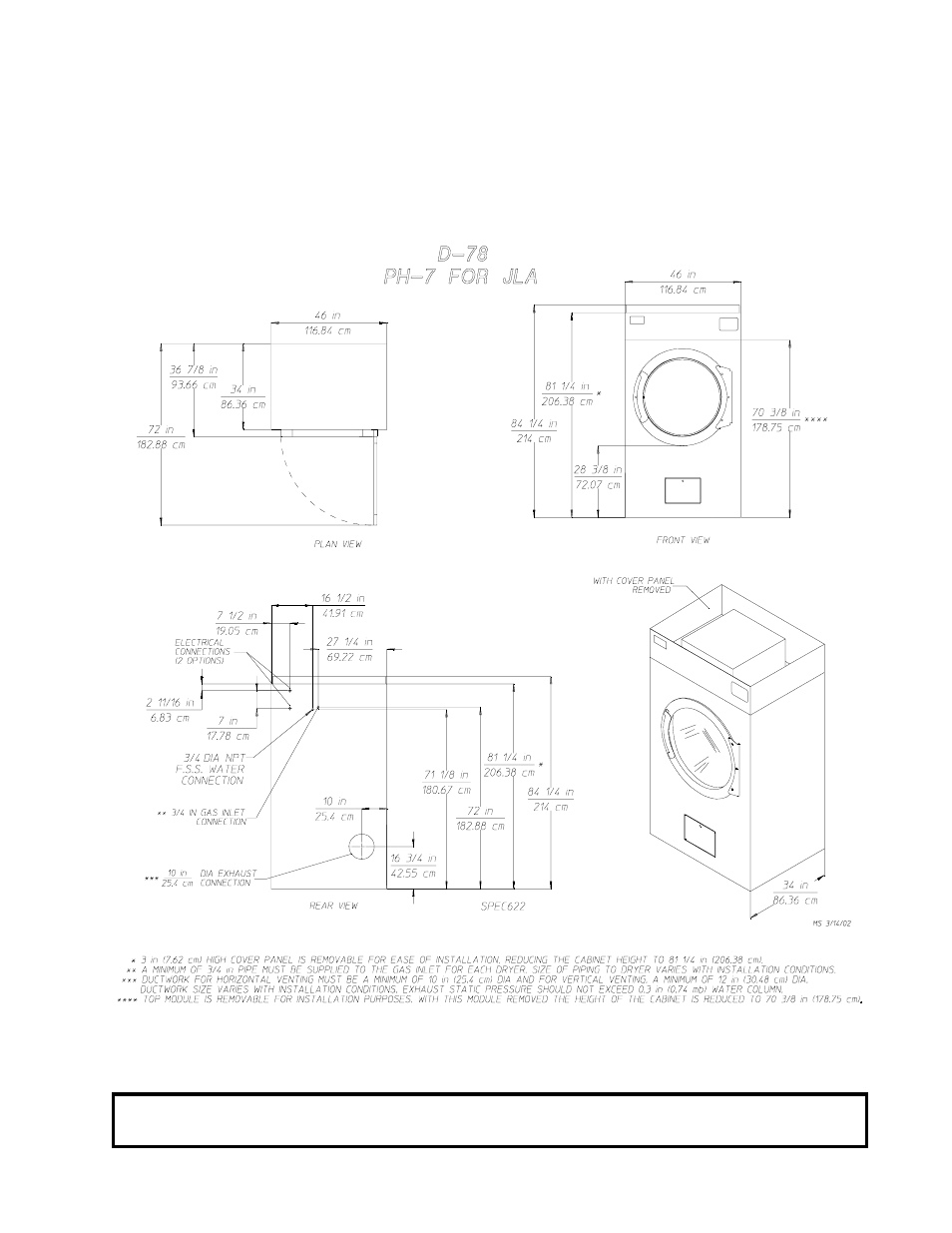 Specifications d-78 | American Dryer Corp. D-78 User Manual | Page 11 / 58