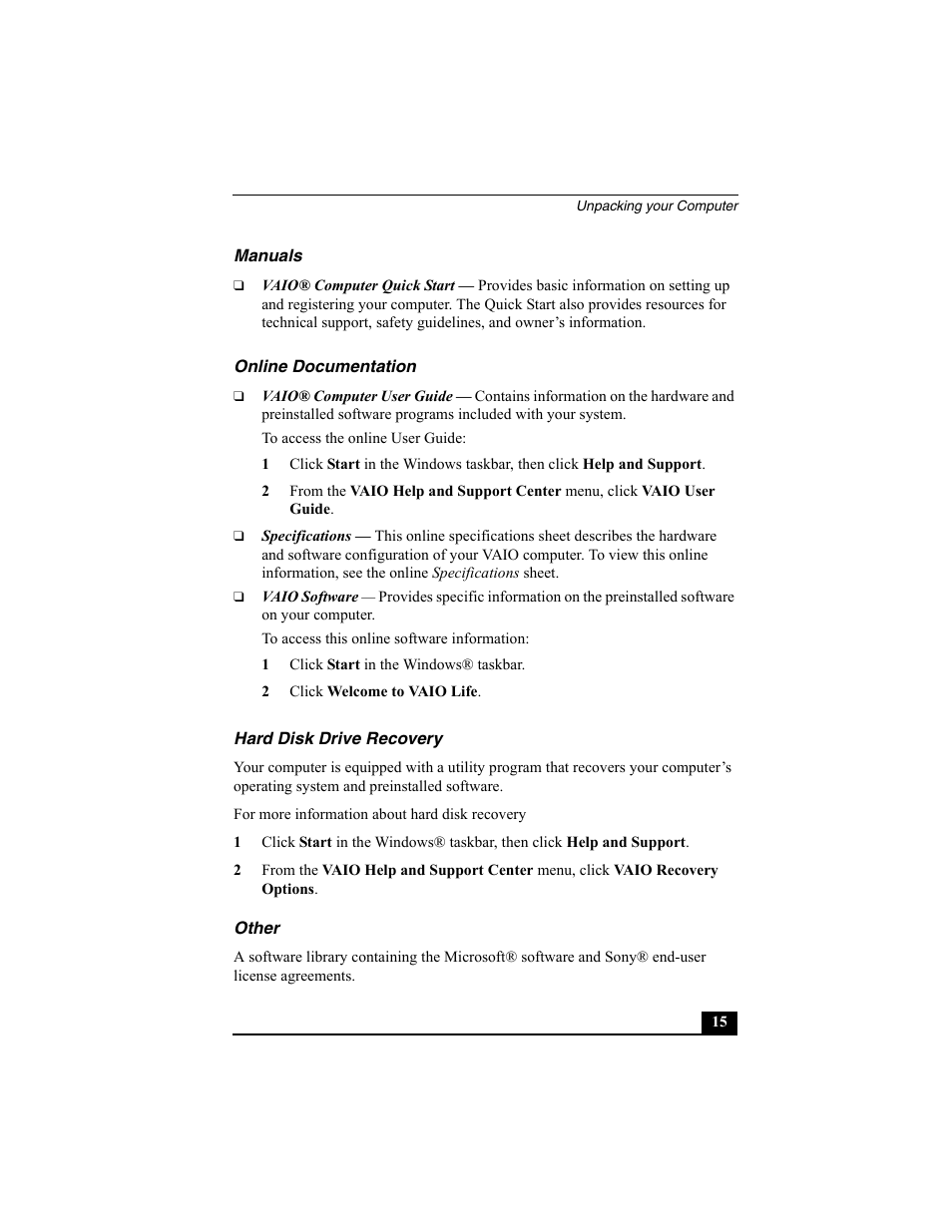 Sony PCV-V100G User Manual | Page 15 / 48