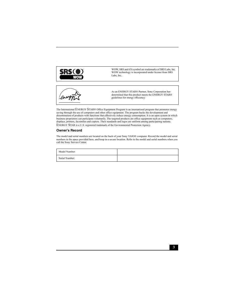 Sony PCV-V100G User Manual | Page 3 / 48