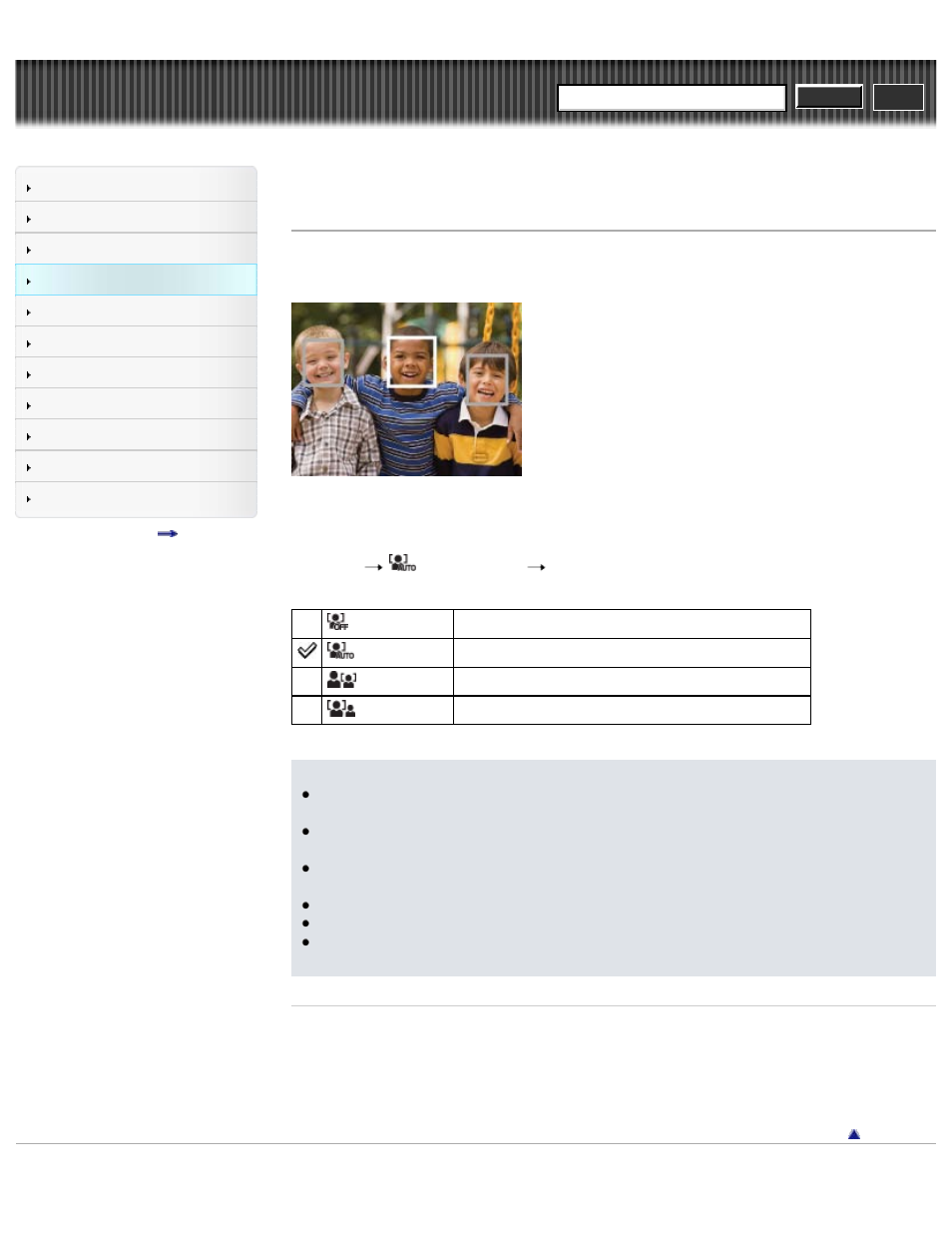 Face detection, Details, Cyber-shot user guide | Sony DSC-WX50 User Manual | Page 129 / 256
