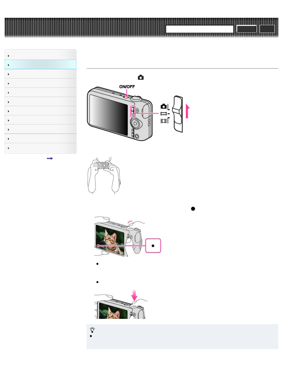 Shooting still images, Cyber-shot user guide | Sony DSC-WX50 User Manual | Page 35 / 256