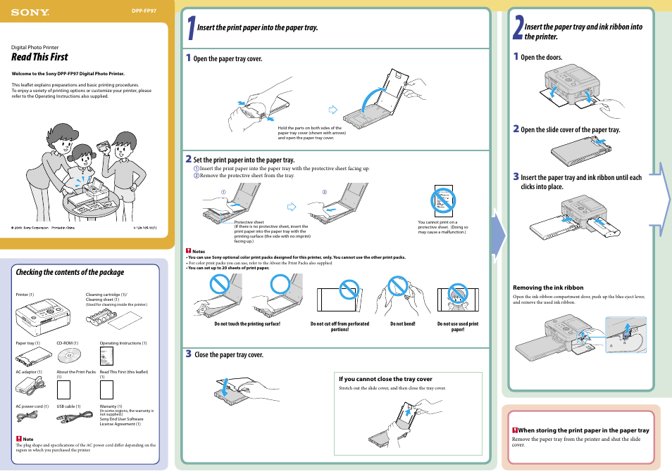 Sony DPP-FP97 User Manual | 2 pages