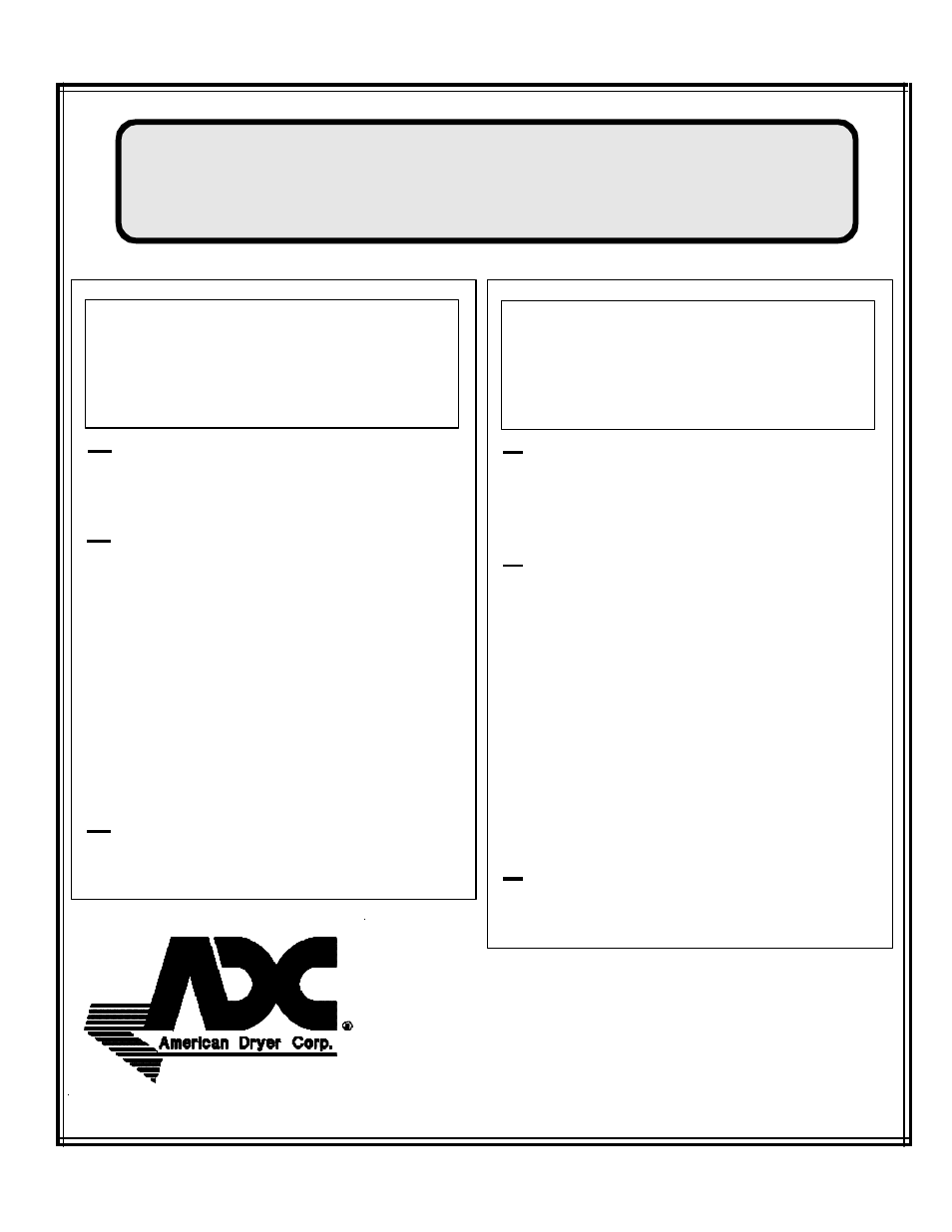 American Dryer Corp. AD-235ED User Manual | 52 pages