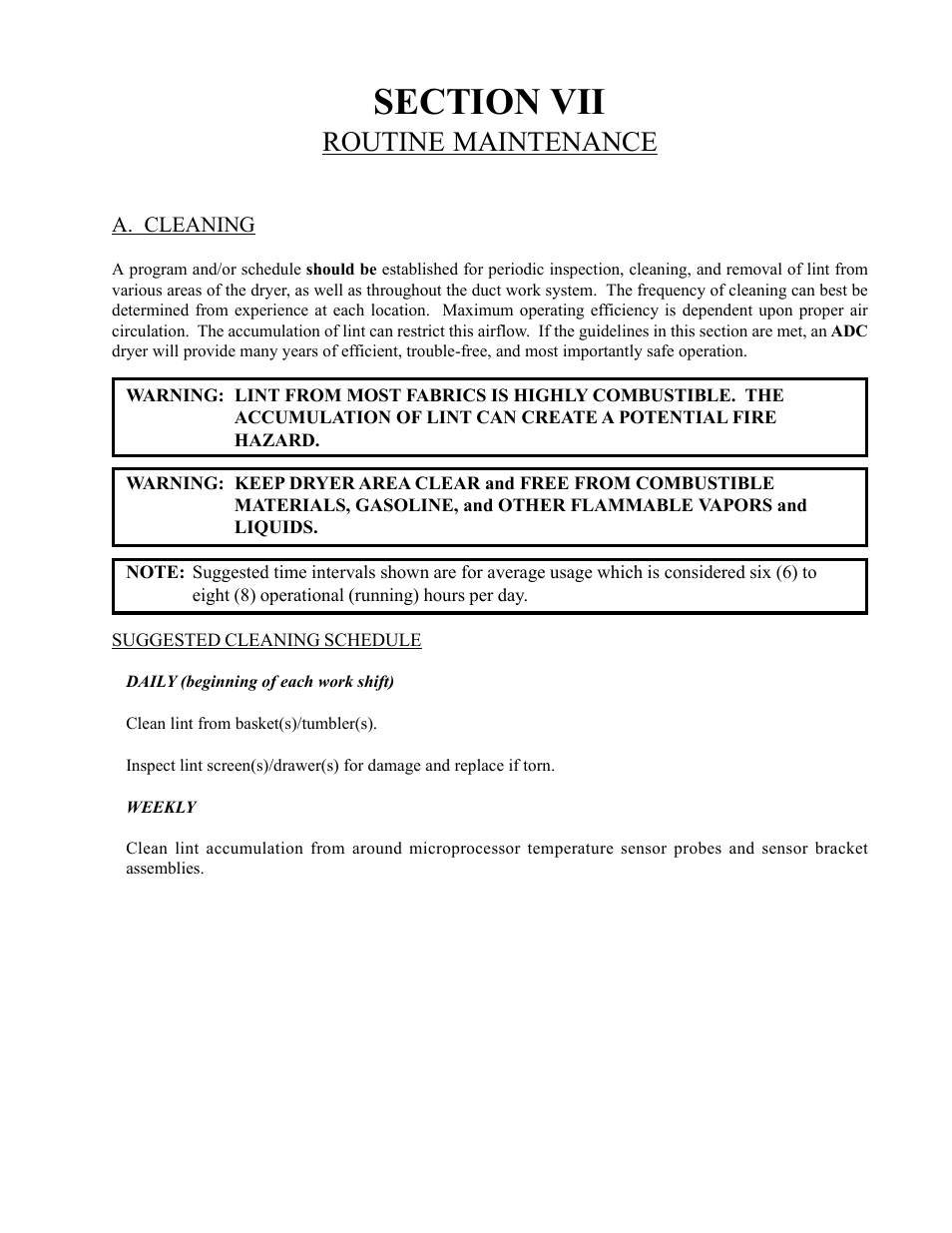Routine maintenance | American Dryer Corp. AD-235ED User Manual | Page 37 / 52
