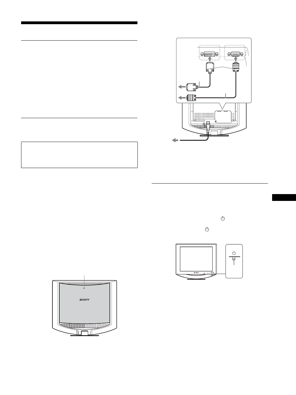 Installation, Déballage, Branchement du moniteur | Mise sous tension du moniteur et de l’ordinateur | Sony SDM-HS74P User Manual | Page 7 / 20