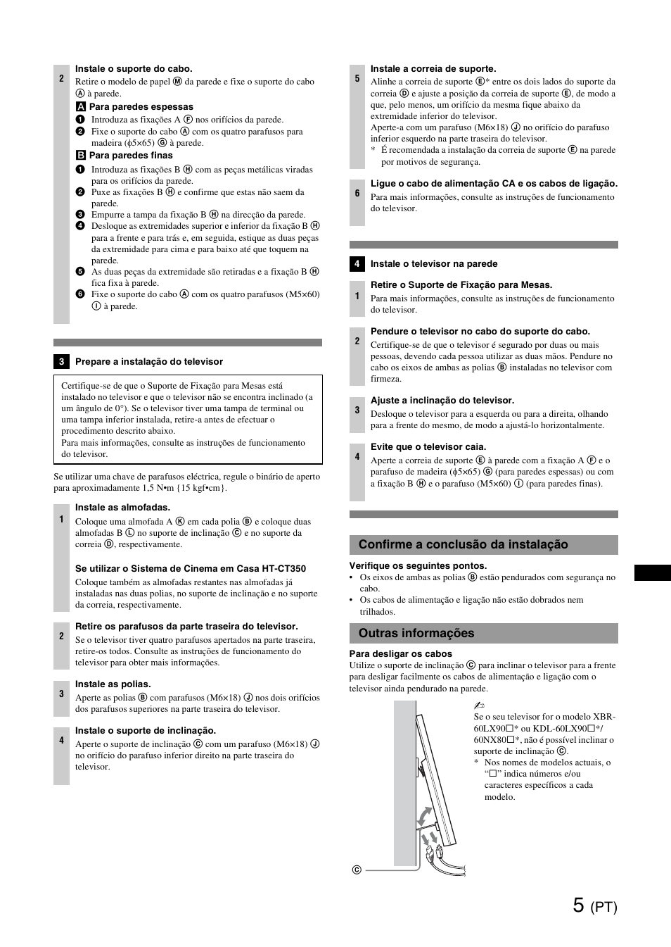 Confirme a conclusão da instalação, Outras informações | Sony SU-WH500 User Manual | Page 33 / 92