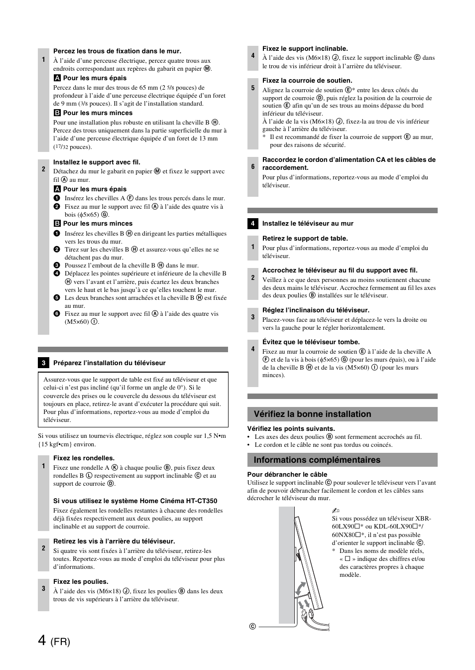 Vérifiez la bonne installation, Informations complémentaires | Sony SU-WH500 User Manual | Page 8 / 92