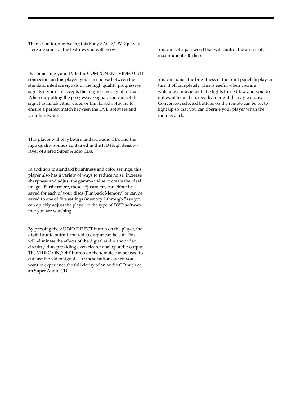 Features, Features 4 | Sony DVP S9000ES User Manual | Page 4 / 80