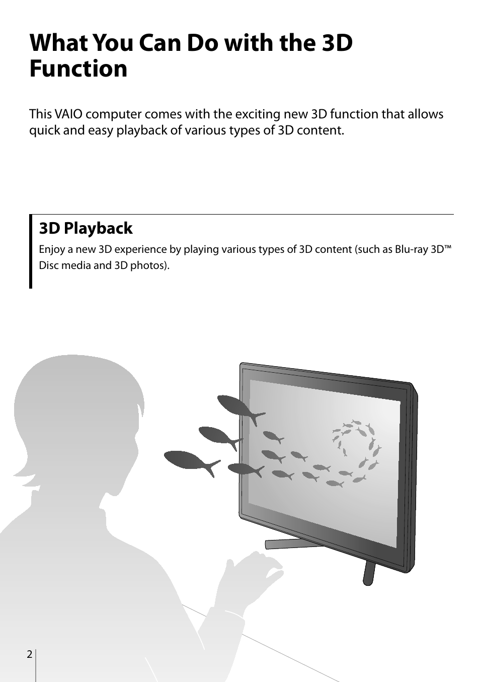 What you can do with the 3d function | Sony SVL24118FXB User Manual | Page 2 / 20