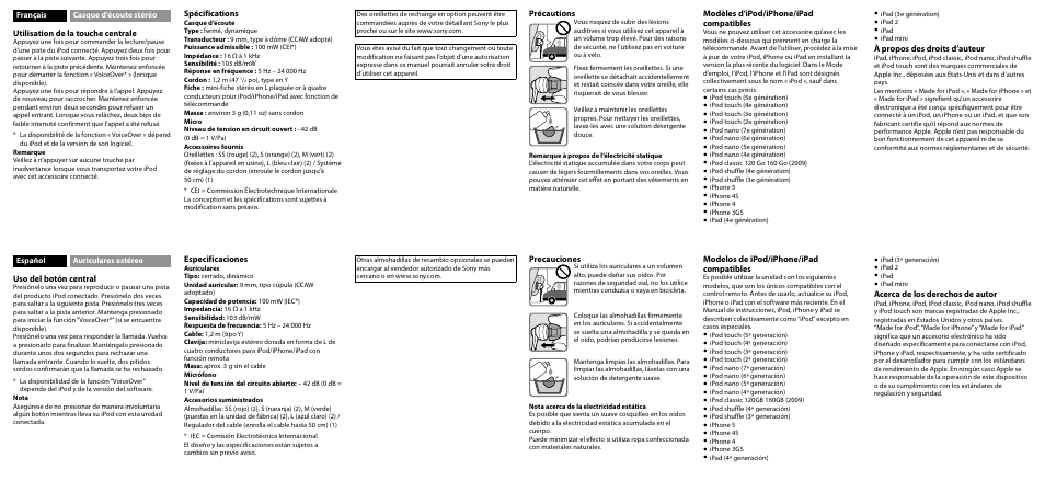 Sony MDR-EX100IP User Manual | Page 2 / 2