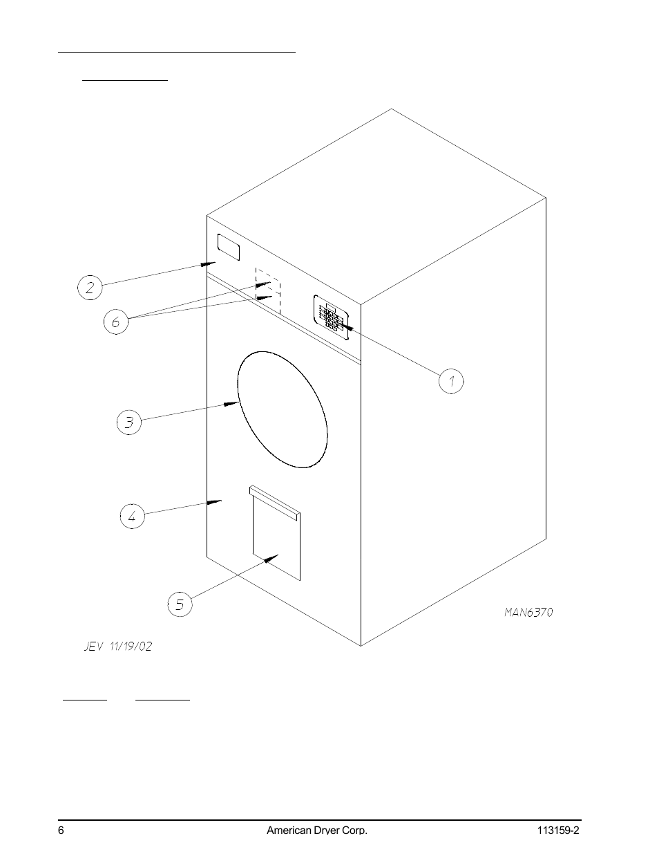 B. component identification | American Dryer Corp. AD-81 III User Manual | Page 10 / 46
