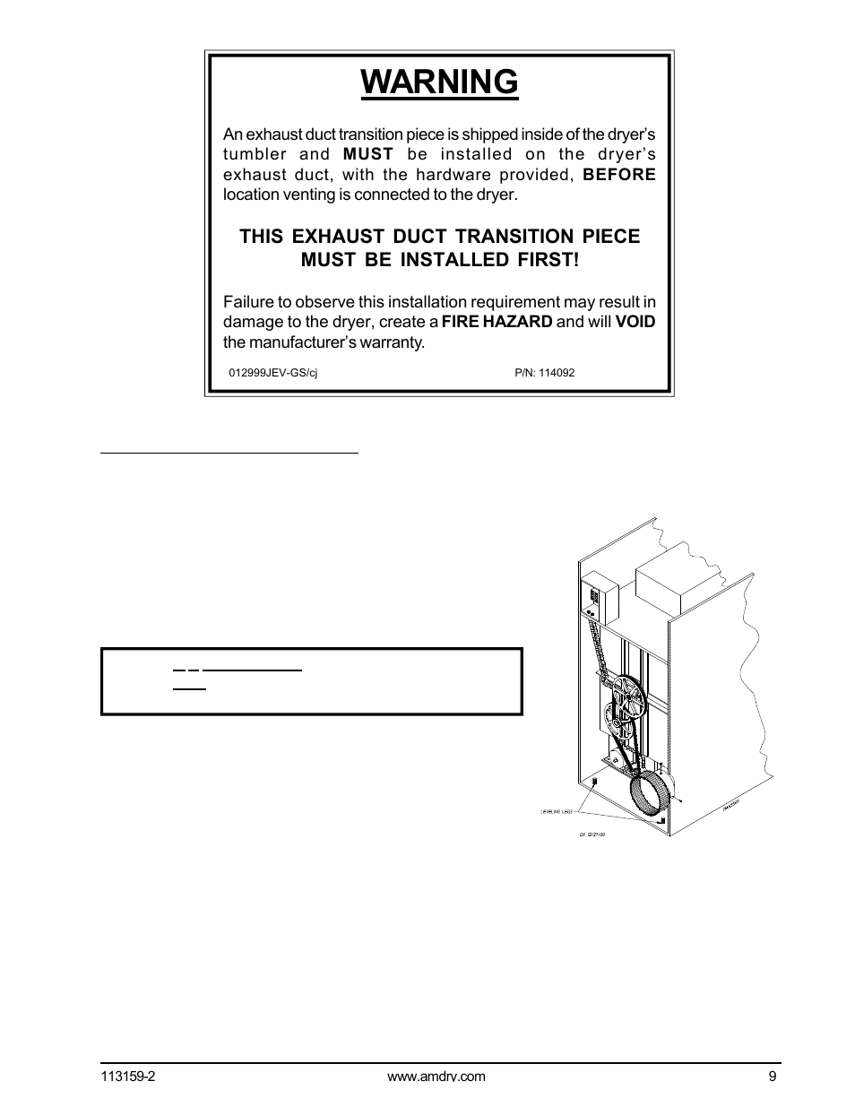 Warning | American Dryer Corp. AD-81 III User Manual | Page 13 / 46