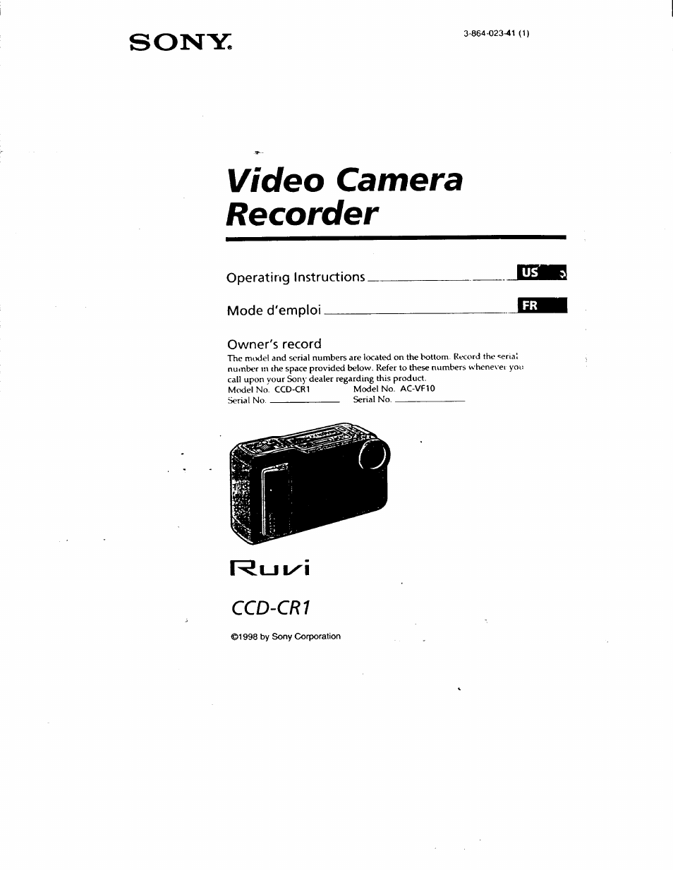 Sony CCD-CR1 User Manual | 29 pages