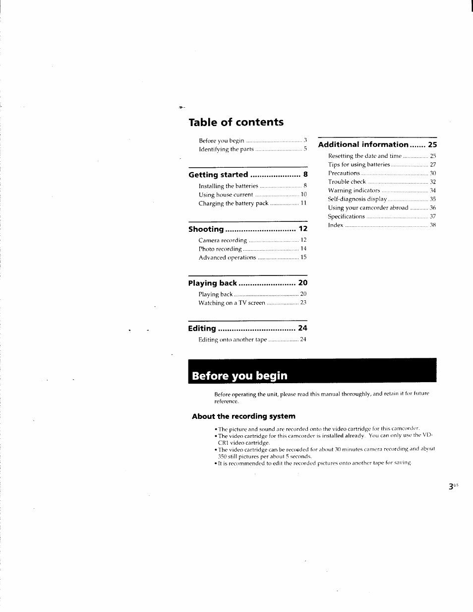 Sony CCD-CR1 User Manual | Page 3 / 29