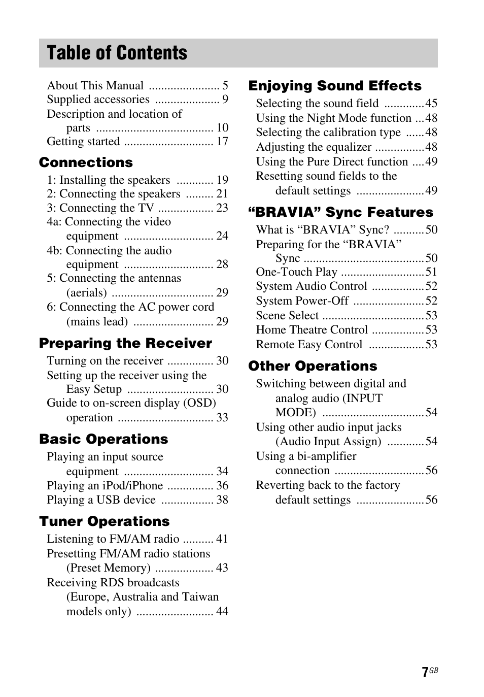 Sony STR-DH740 User Manual | Page 7 / 88