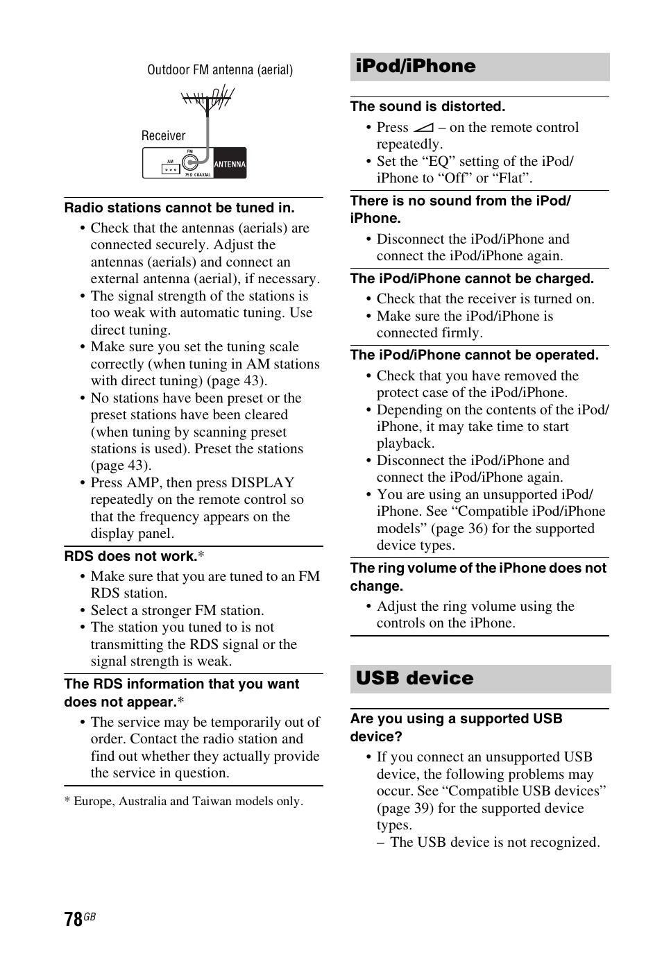 Ipod/iphone usb device | Sony STR-DH740 User Manual | Page 78 / 88