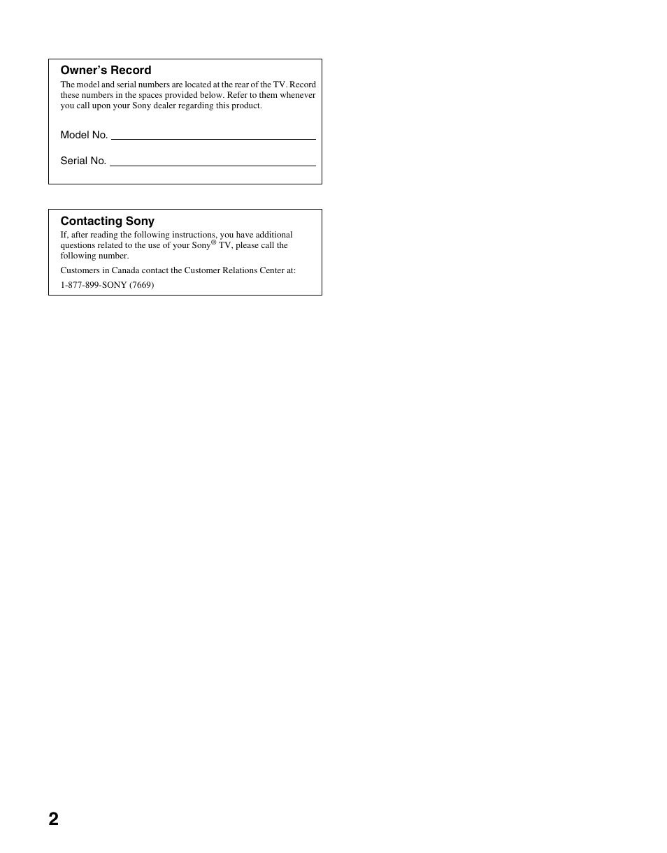 Sony KLV-S40A10 User Manual | Page 2 / 68