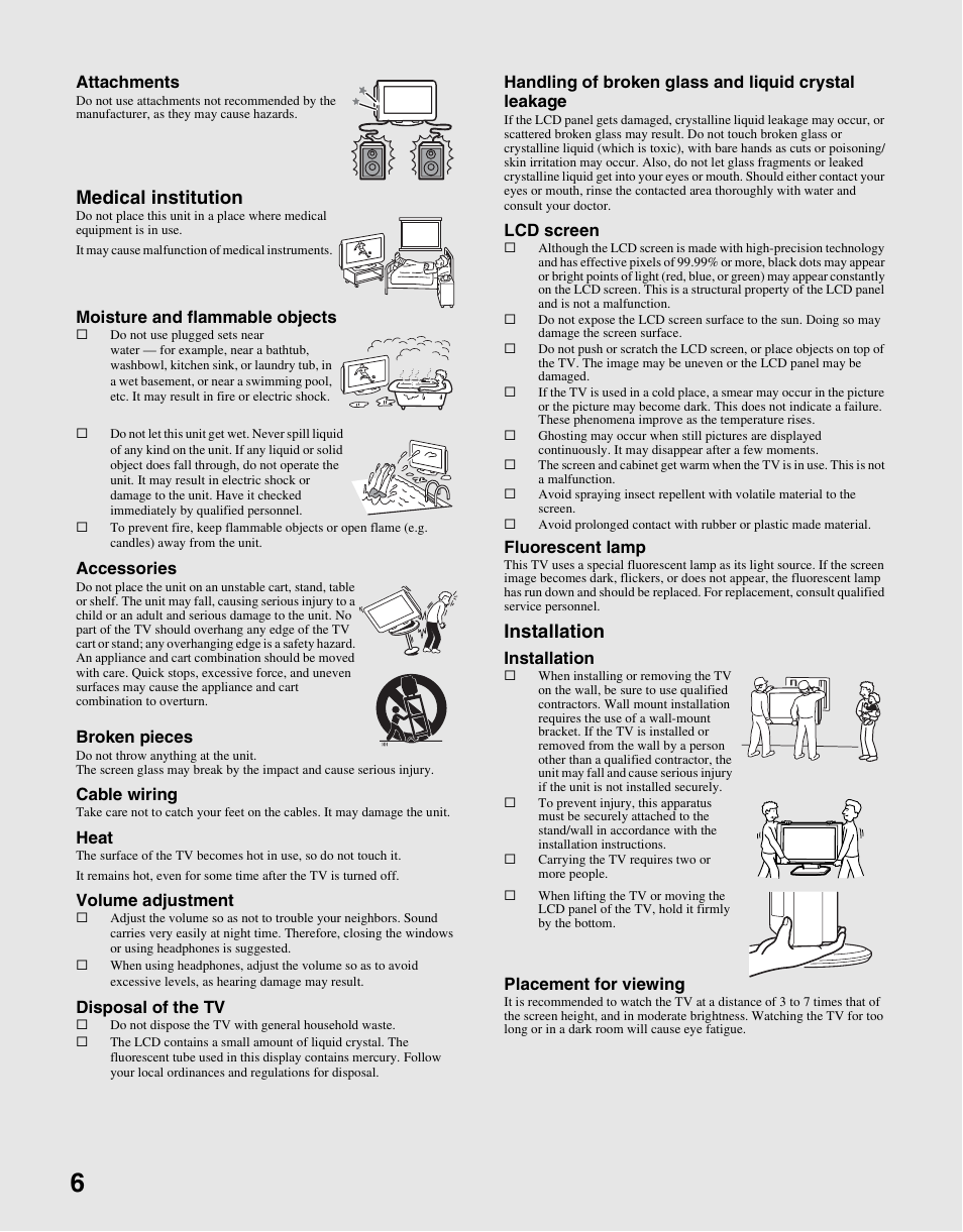 Medical institution, Installation | Sony KLV-S40A10 User Manual | Page 6 / 68