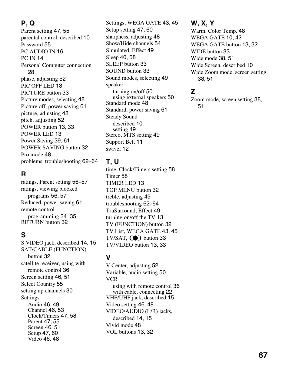 Sony KLV-S40A10 User Manual | Page 67 / 68