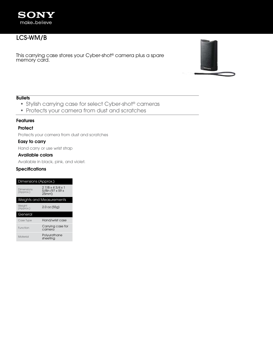 Sony LCS-WM User Manual | 2 pages