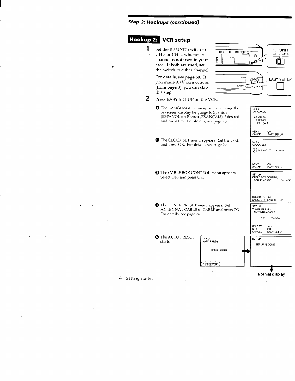 Vcr setup, Hookup 2: vcr setup | Sony SLV-688HF User Manual | Page 14 / 79