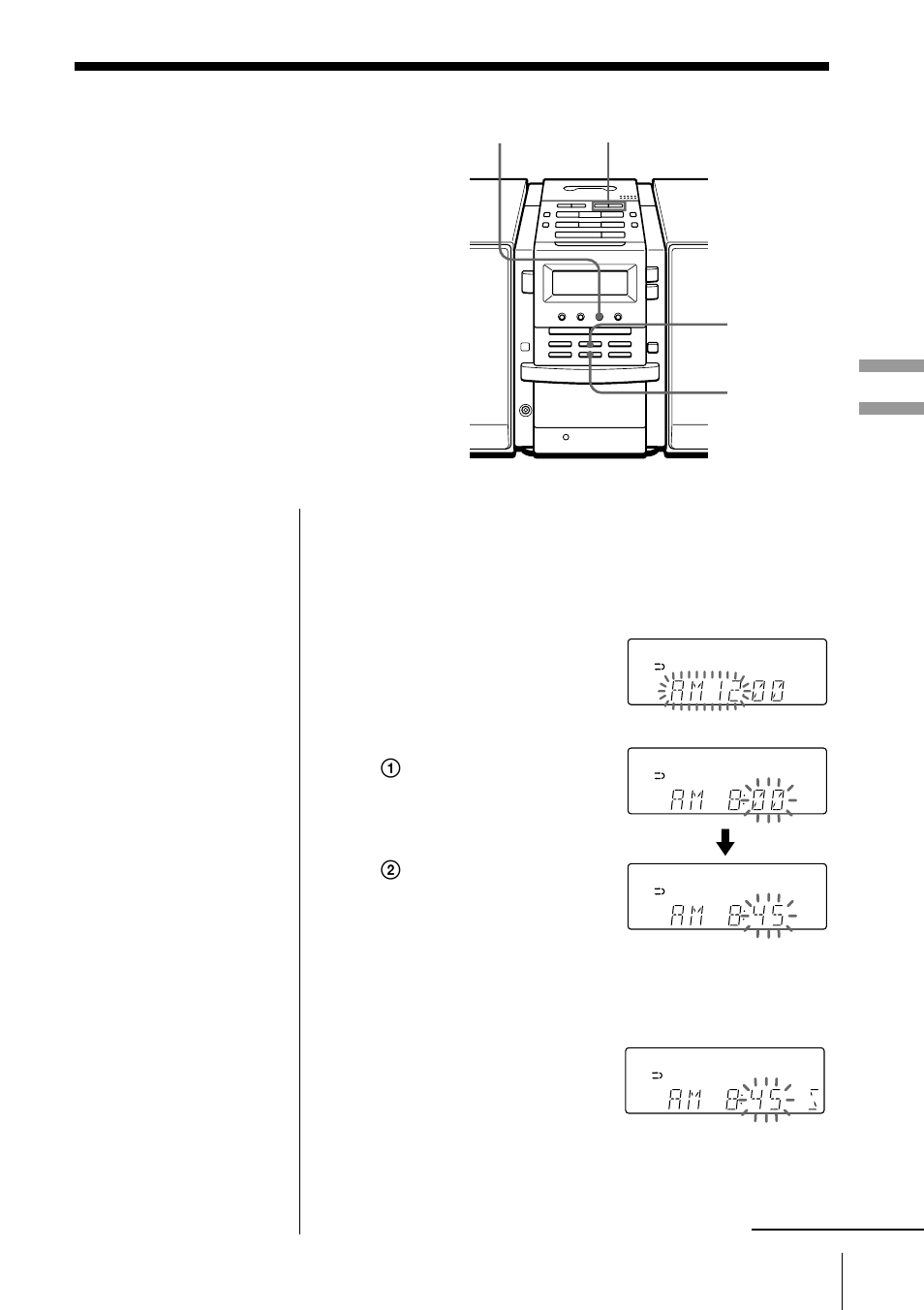 The timer, Setting the clock | Sony PMC-DR45 User Manual | Page 23 / 48