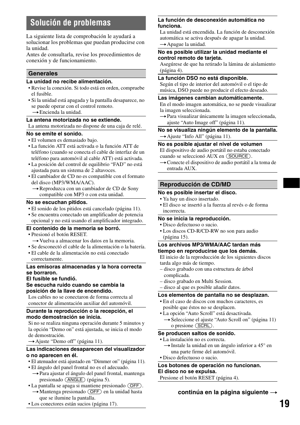 Solución de problemas | Sony CDX-GT72W User Manual | Page 37 / 40