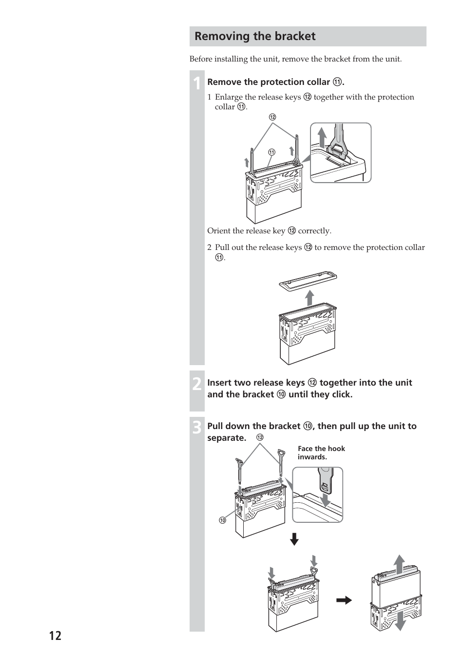 Removing the bracket | Sony XAV-A1 User Manual | Page 12 / 44