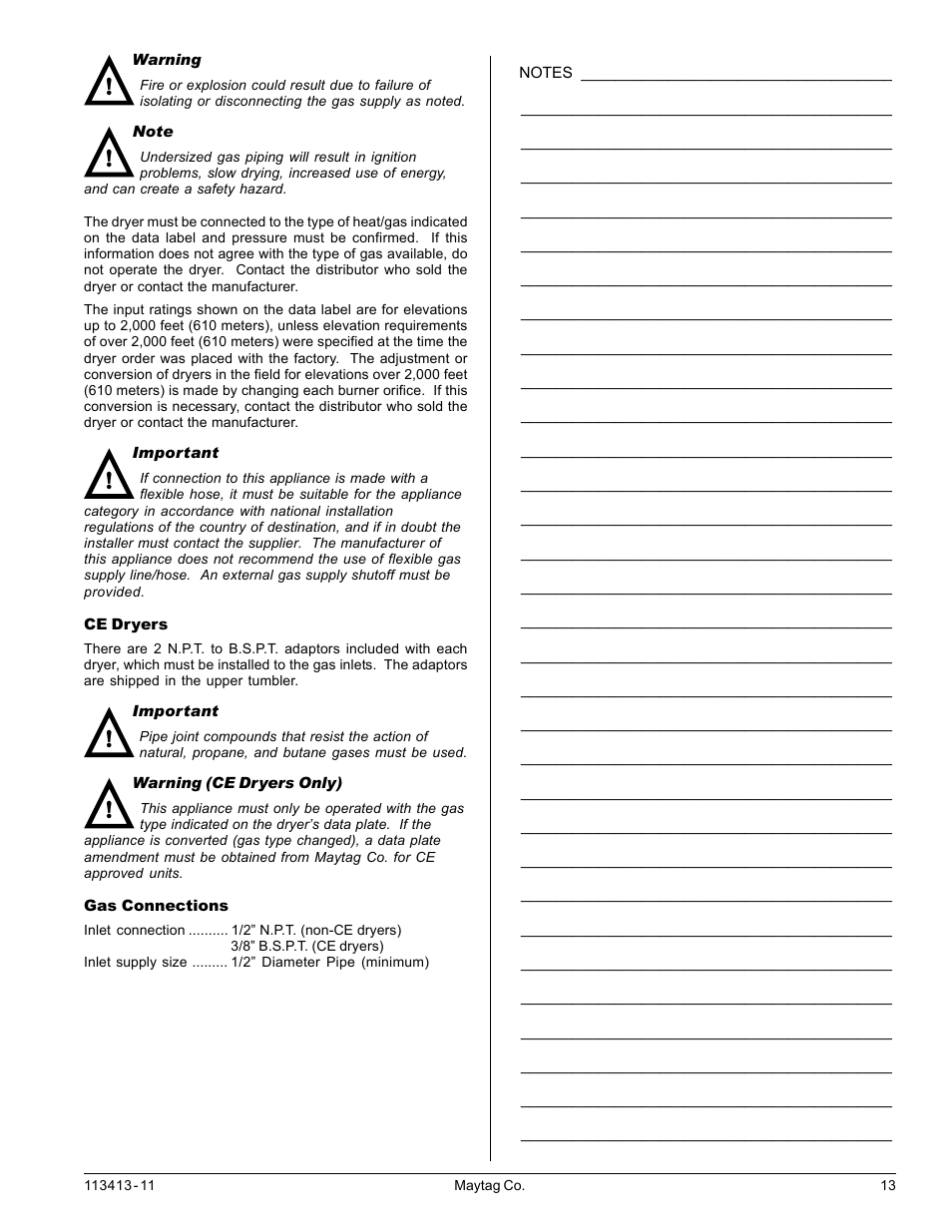 American Dryer Corp. MLG33 User Manual | Page 13 / 22