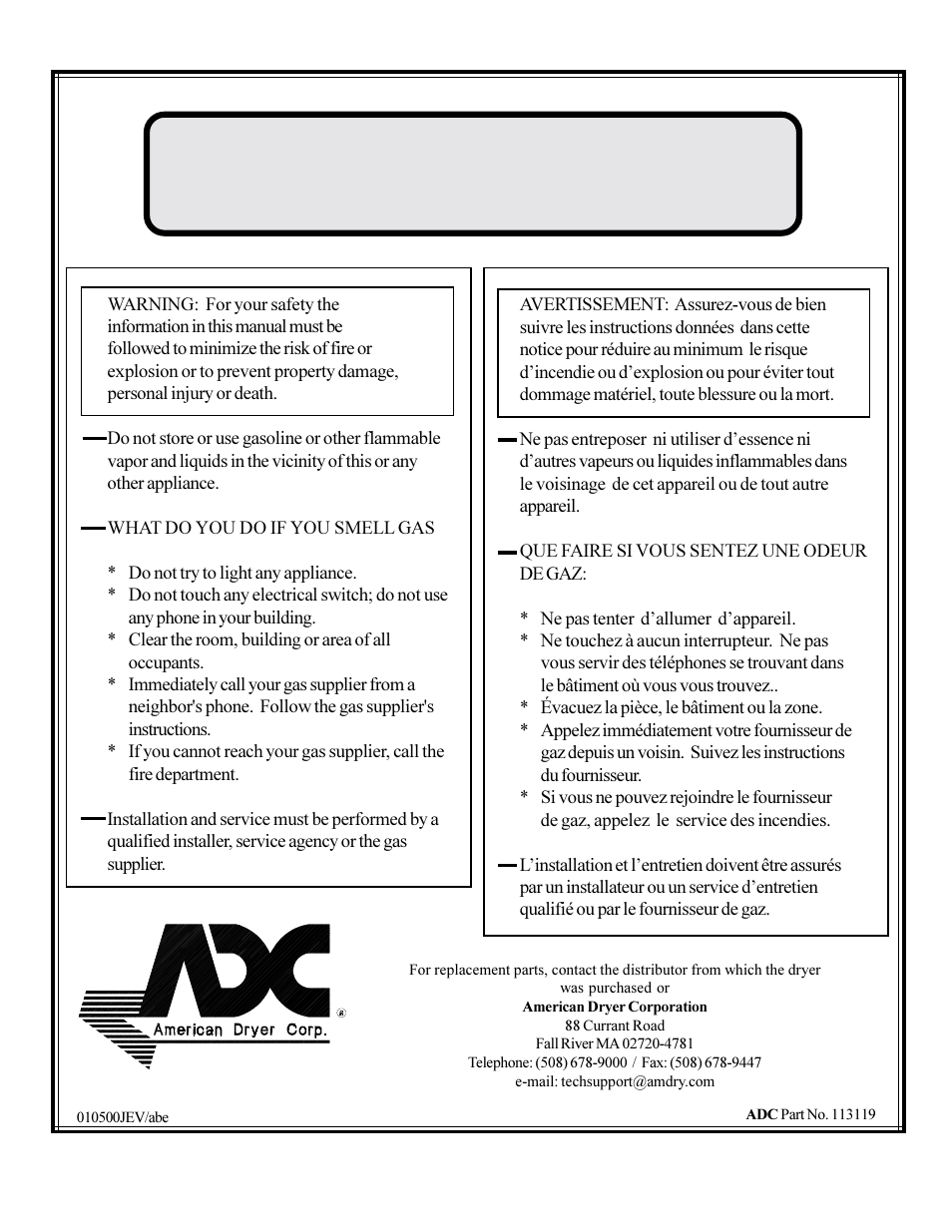 American Dryer Corp. AD-115ES User Manual | 67 pages