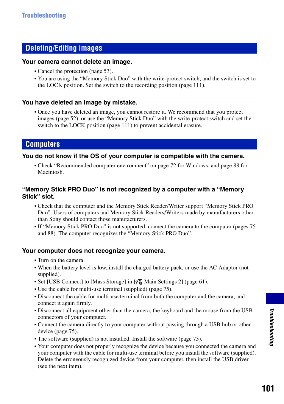 Deleting/editing images, Computers, Deleting/editing images computers | Sony DSC-T100 User Manual | Page 101 / 119