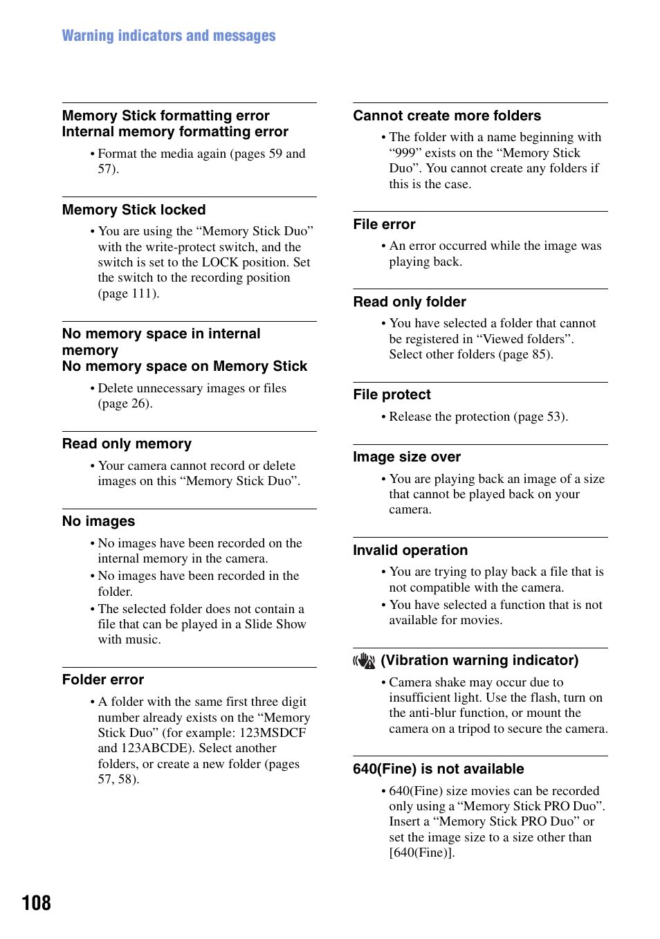 Sony DSC-T100 User Manual | Page 108 / 119