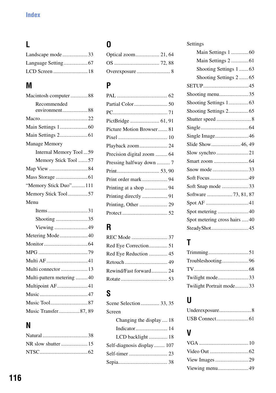 Sony DSC-T100 User Manual | Page 116 / 119