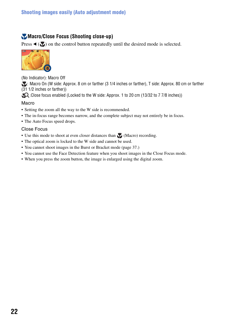 Sony DSC-T100 User Manual | Page 22 / 119