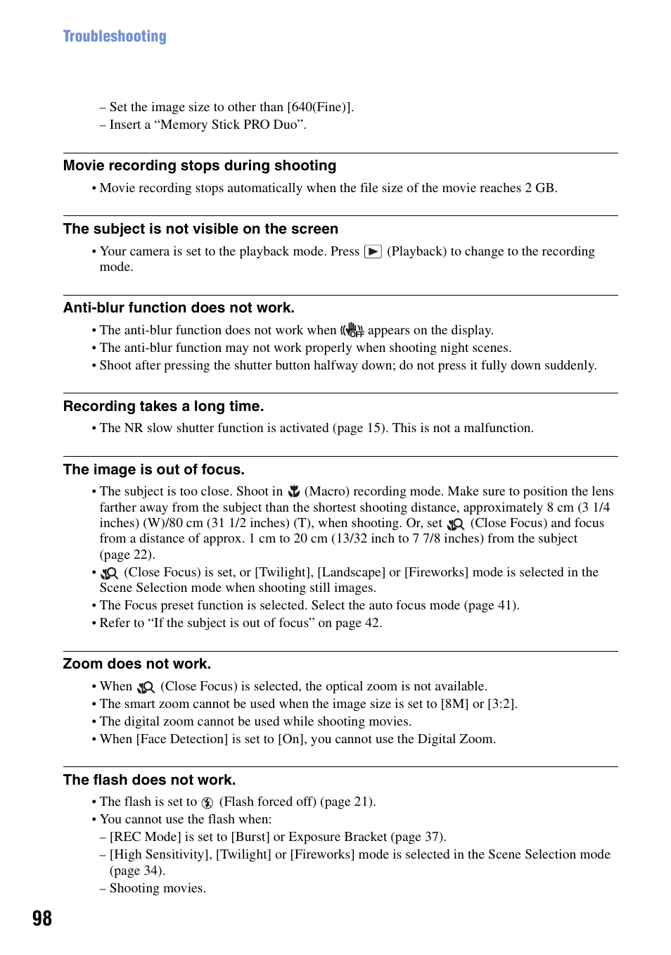 Sony DSC-T100 User Manual | Page 98 / 119