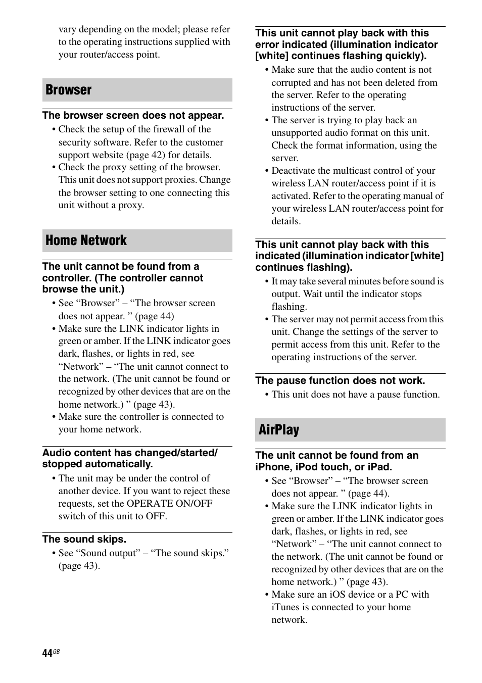 Browser home network airplay | Sony SA-NS500 User Manual | Page 44 / 60