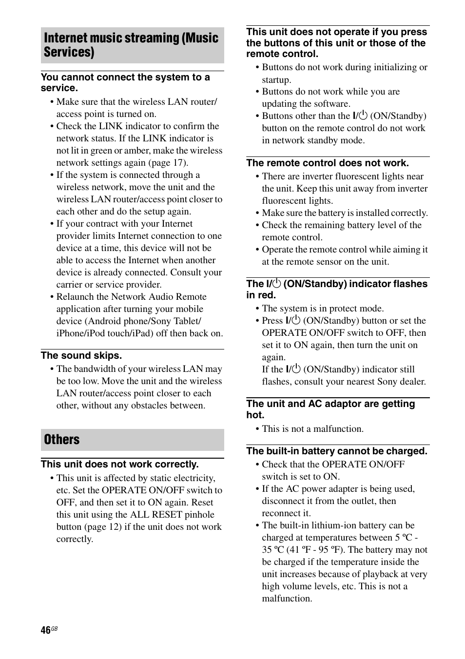 Internet music streaming (music services) others | Sony SA-NS500 User Manual | Page 46 / 60